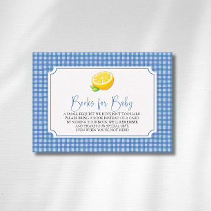 Lemon Baby Blue Chequered Plaid Books For Baby  Enclosure Card