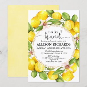 Lemon baby brunch shower, lemons gender neutral invitation