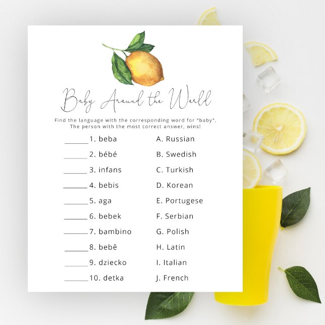 Lemon baby shower Baby around the world game (Creator Uploaded)