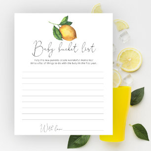 Lemon baby shower Baby bucket list game