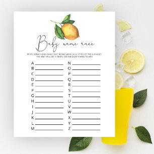 Lemon baby shower Baby name race game