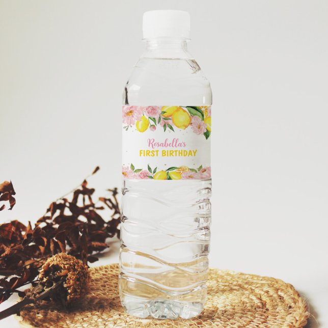 Lemon Baby Shower Birthday Water Bottle Label (Creator Uploaded)