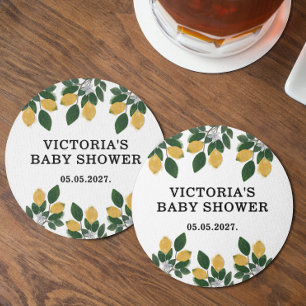 Lemon Baby Shower Candy Round Paper Coaster