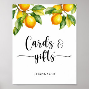 Lemon Baby Shower Cards and Gifts Sign