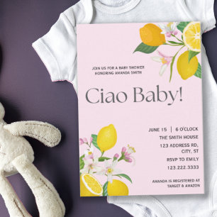 Lemon Baby Shower, Ciao Baby, Italian Theme  Invitation