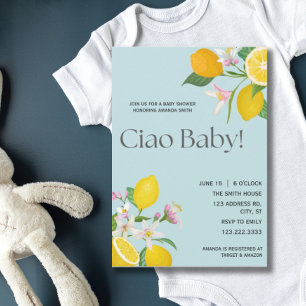 Lemon Baby Shower, Ciao Baby, Italian Theme Invitation