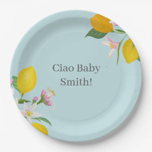 Lemon Baby Shower, Ciao Baby, Italian Theme Paper Plate