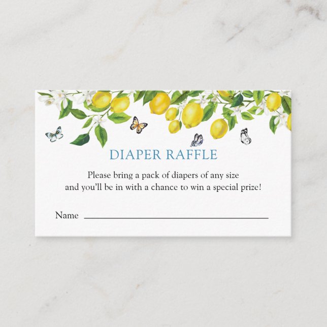 Lemon Baby Shower Diaper Raffle Enclosure Card (Front)