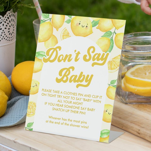 Lemon Baby Shower Don't Say Baby Game Pedestal Sign (Creator Uploaded)