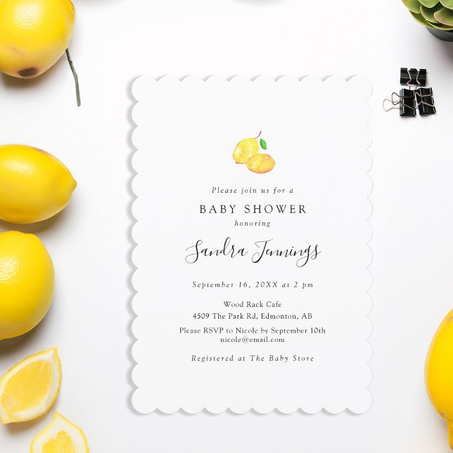 Lemon Baby Shower Elegant Cute Simple Modern Invitation (Creator Uploaded)