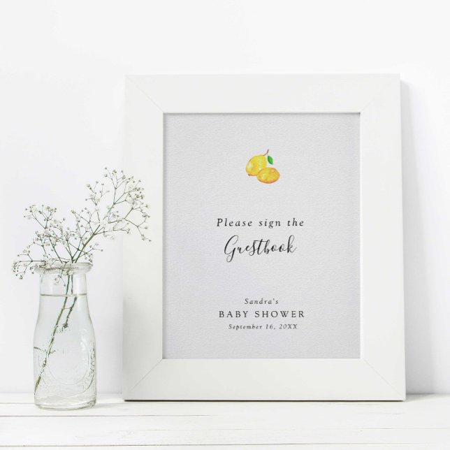 Lemon Baby Shower Elegant Guestbook Sign Minimal  (Creator Uploaded)