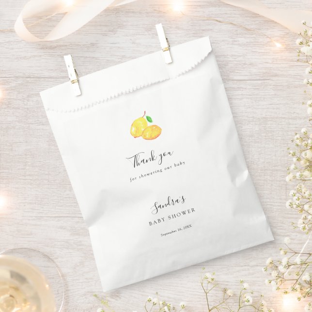 Lemon Baby Shower Elegant Thank you Script Chic  Favour Bags (Clipped)