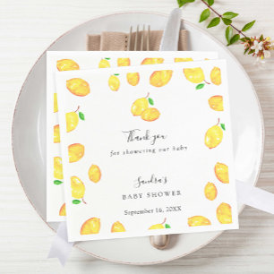 Lemon Baby Shower Elegant Thank you Script Frame Napkin