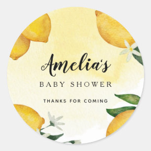 Lemon Baby Shower Favour Classic Round Sticker