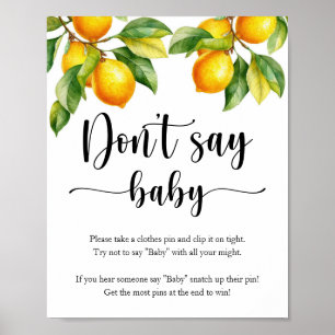 Lemon Baby Shower Game Don't Say Baby Poster