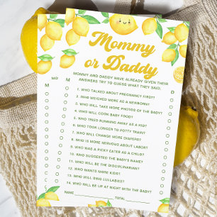Lemon Baby Shower Guess Who Mummy or Daddy Game