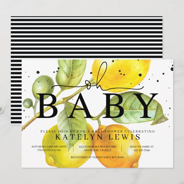 Lemon Baby Shower Invitation (Front/Back)