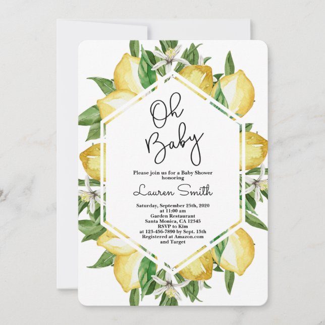 Lemon Baby Shower Invitation (Front)