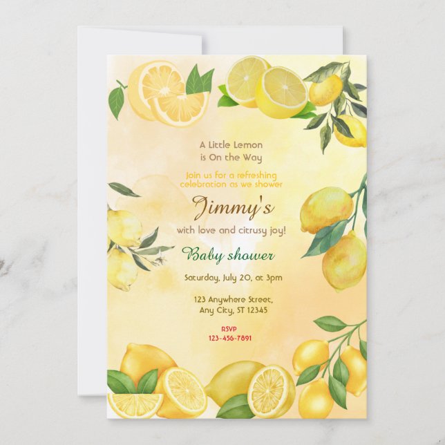 Lemon Baby Shower Invitation (Front)