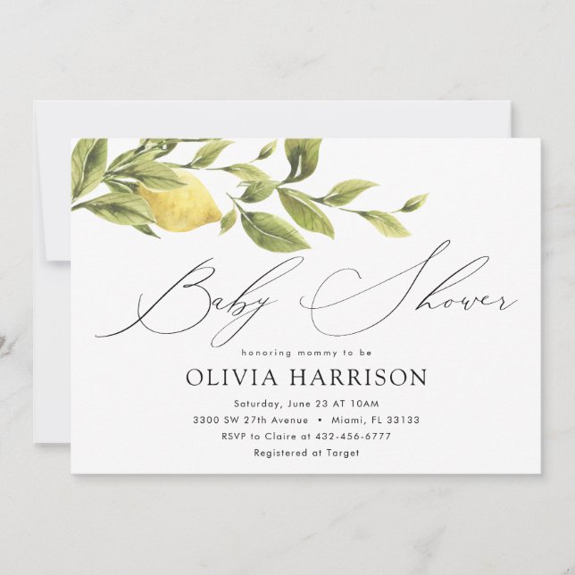 Lemon Baby Shower Invitation (Front)