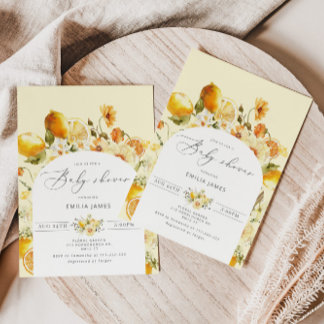 Lemon baby shower invitation. Elegant citrus baby Invitation