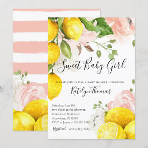 Lemon Baby Shower Invitation for Baby Girl