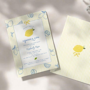 Lemon Baby Shower Invitation: Hand Drawn Citrus Invitation