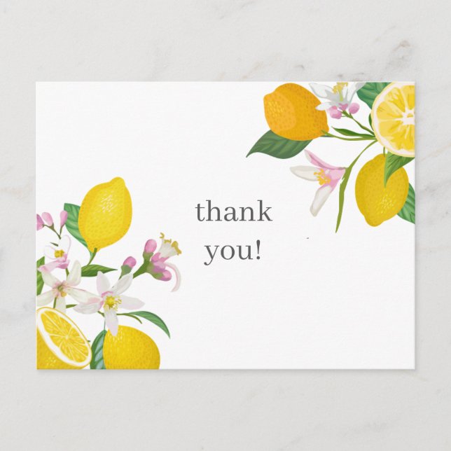 Lemon Baby Shower, Italian, Baby Shower Thank You Postcard (Front)