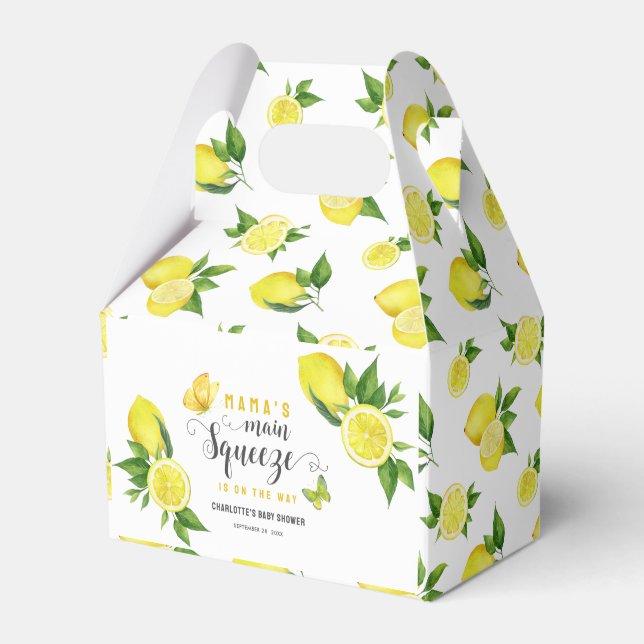 Lemon Baby Shower Mama's Main Squeeze Cute Citrus Favour Box (Front Side)