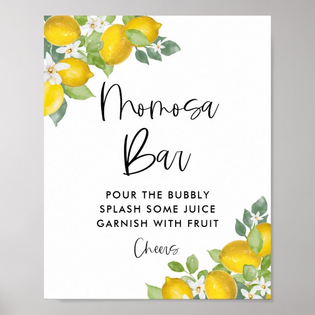 Lemon Baby Shower Momosa Bar Sign (Front)