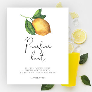 Lemon baby shower Pacifier hunt game Poster