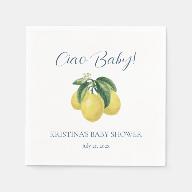 LEMON Baby Shower Paper Napkin (Front)