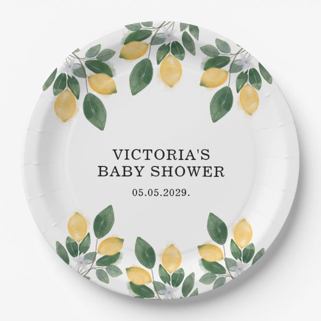 Lemon Baby Shower Paper Plate (Front)