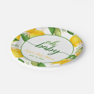 Lemon Baby Shower Plate - Oh Baby - Custom