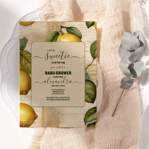Lemon Baby Shower Summer Watercolor Citrus Invitation