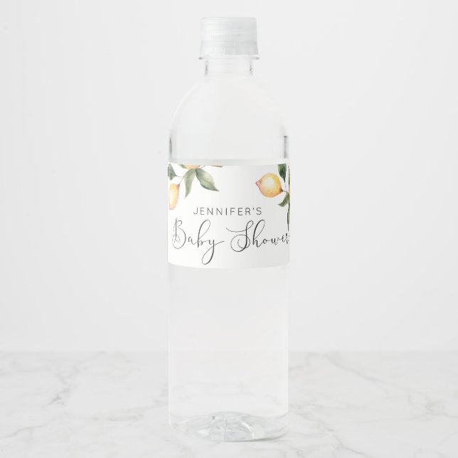 Lemon baby shower water bottle label (Front)