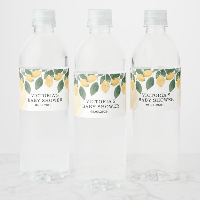 Lemon Baby Shower Water Bottle Label (Bottles)