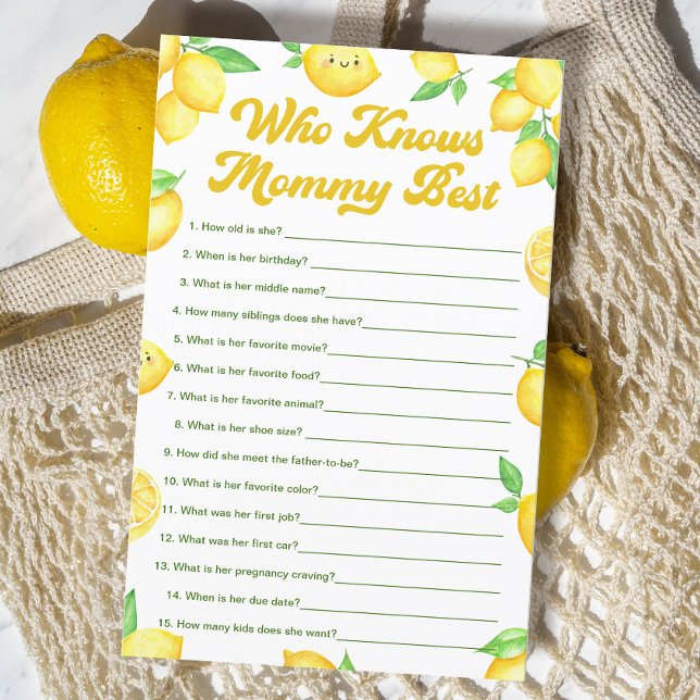 Lemon Baby Shower Who Knows Mummy Best Game (Creator Uploaded)