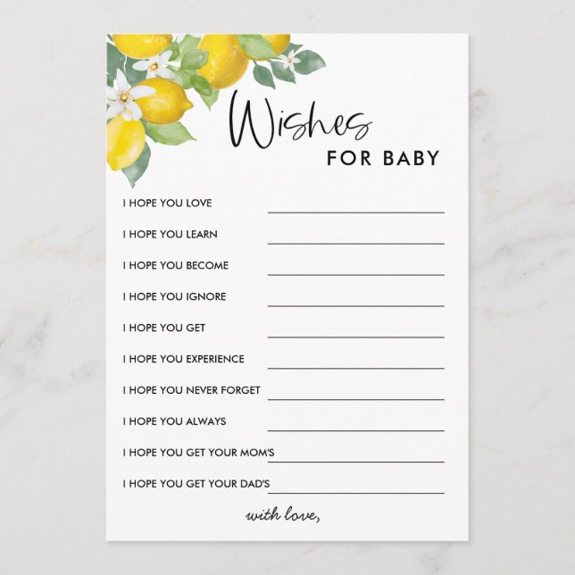 Lemon Baby Shower Wishes for Baby Invitation (Front)