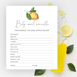 Lemon baby shower Word Scramble Game