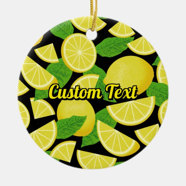 Lemon Background Ceramic Tree Decoration (Front)