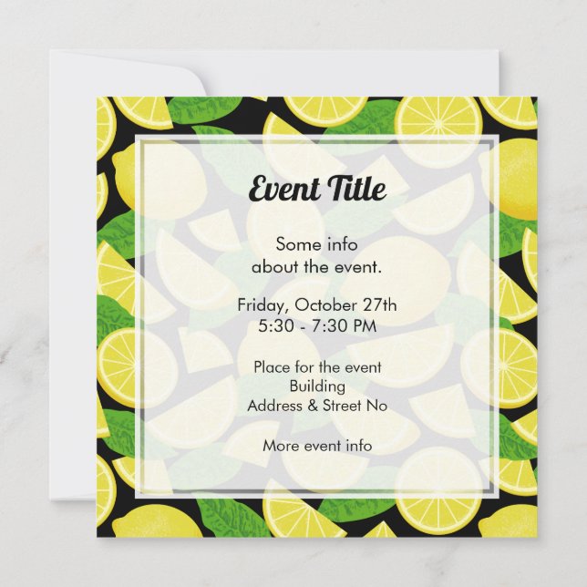 Lemon Background Invitation (Back)