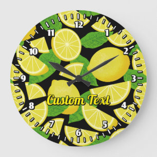 Lemon Background Large Clock