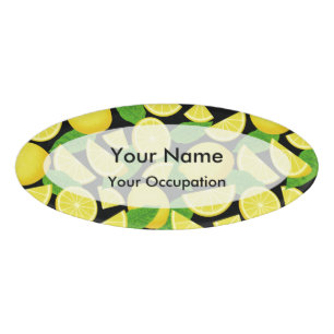 Lemon Background Name Tag