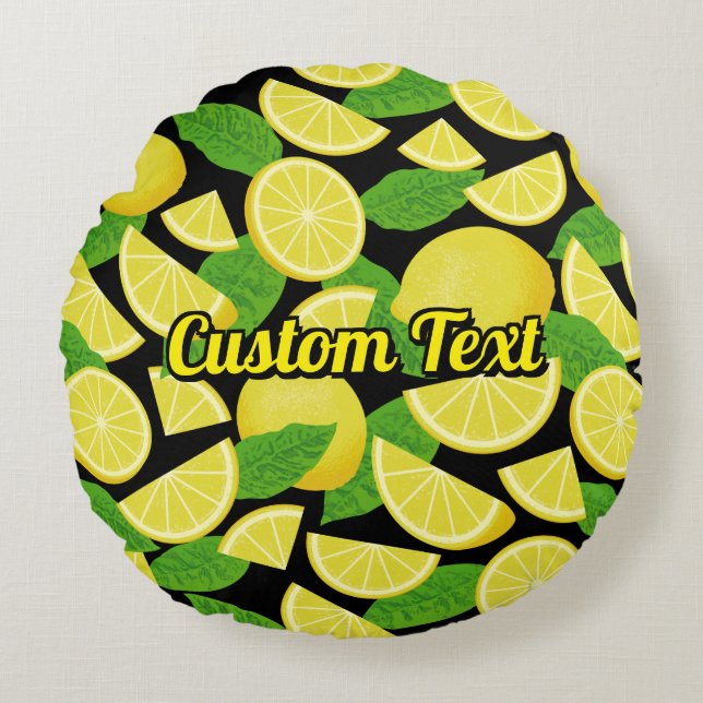 Lemon Background Round Cushion (Front)