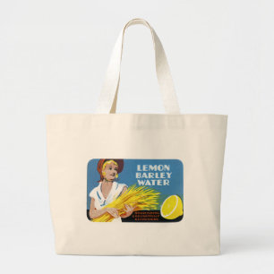 Lemon Barley Water Label Large Tote Bag