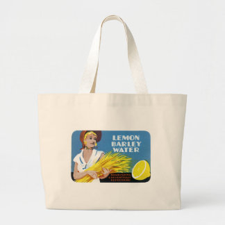 Lemon Barley Water Label Large Tote Bag