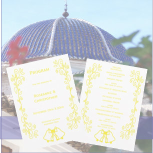 Lemon Bells Scrollwork Design Wedding Programme