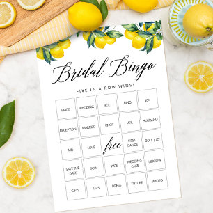 Lemon Bingo Game Card Bridal Shower Theme 
