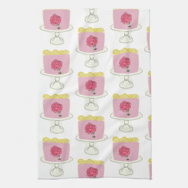 Lemon birthday cake tea/Kitchen Towel (Vertical)
